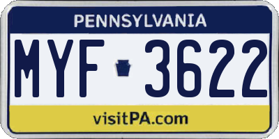 PA license plate MYF3622