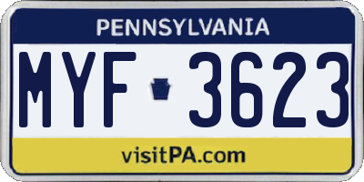 PA license plate MYF3623