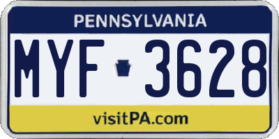 PA license plate MYF3628