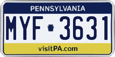 PA license plate MYF3631