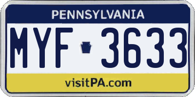 PA license plate MYF3633