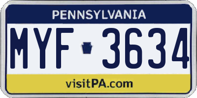 PA license plate MYF3634