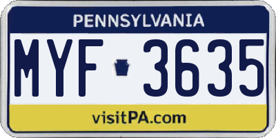 PA license plate MYF3635