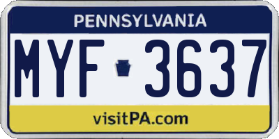 PA license plate MYF3637