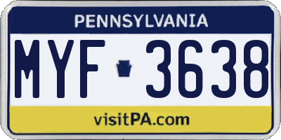 PA license plate MYF3638