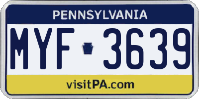 PA license plate MYF3639