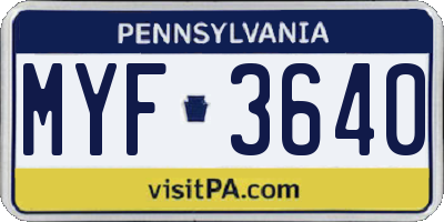PA license plate MYF3640