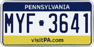 PA license plate MYF3641