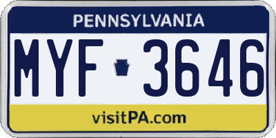 PA license plate MYF3646