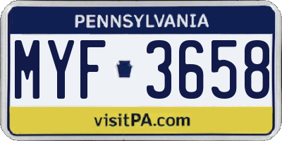 PA license plate MYF3658