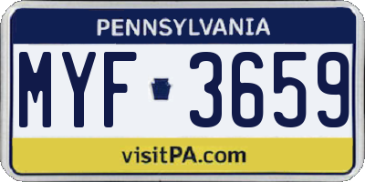 PA license plate MYF3659