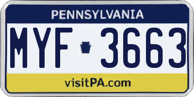 PA license plate MYF3663
