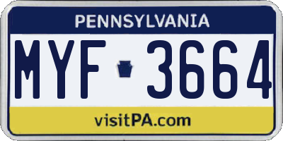 PA license plate MYF3664