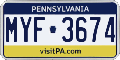 PA license plate MYF3674