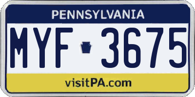 PA license plate MYF3675