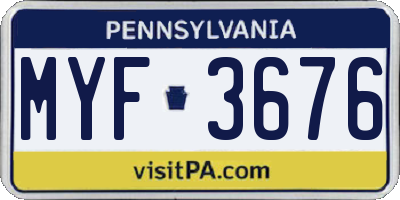 PA license plate MYF3676
