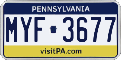 PA license plate MYF3677