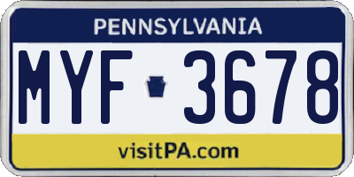 PA license plate MYF3678