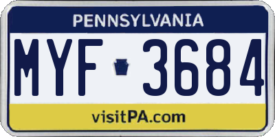 PA license plate MYF3684
