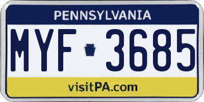 PA license plate MYF3685