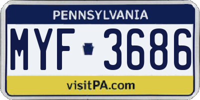 PA license plate MYF3686