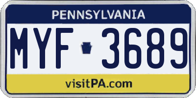 PA license plate MYF3689