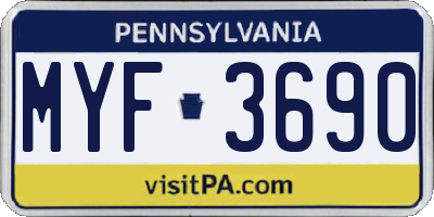 PA license plate MYF3690