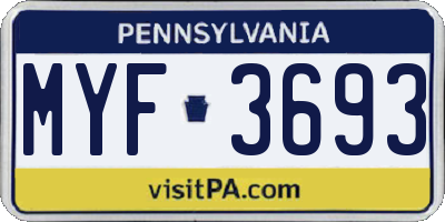 PA license plate MYF3693