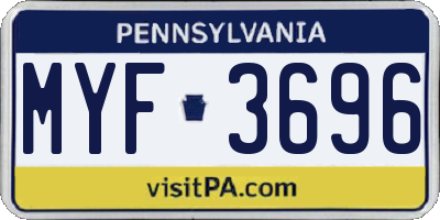 PA license plate MYF3696