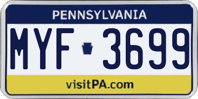 PA license plate MYF3699
