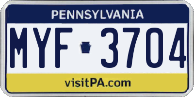 PA license plate MYF3704