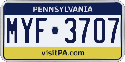 PA license plate MYF3707