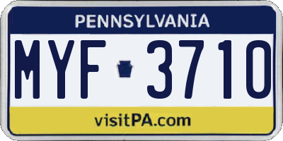 PA license plate MYF3710