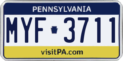 PA license plate MYF3711