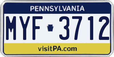 PA license plate MYF3712