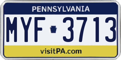 PA license plate MYF3713