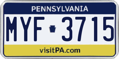 PA license plate MYF3715