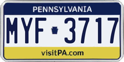 PA license plate MYF3717