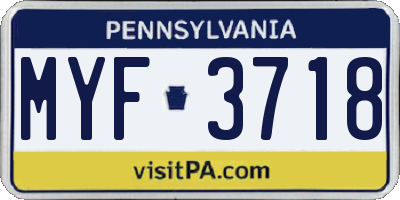 PA license plate MYF3718