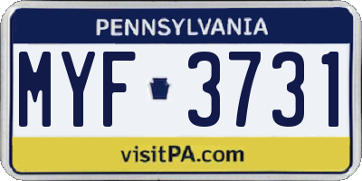 PA license plate MYF3731