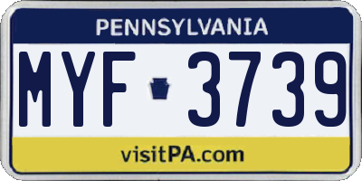 PA license plate MYF3739