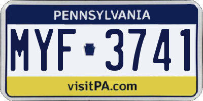 PA license plate MYF3741