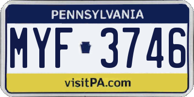 PA license plate MYF3746