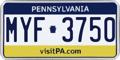 PA license plate MYF3750