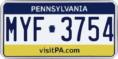 PA license plate MYF3754