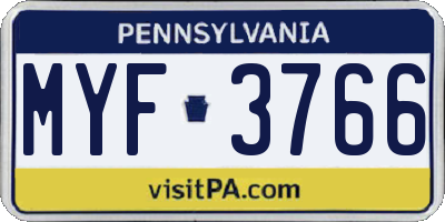 PA license plate MYF3766