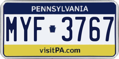 PA license plate MYF3767