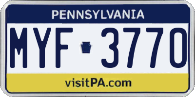 PA license plate MYF3770