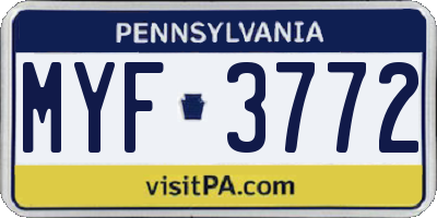 PA license plate MYF3772