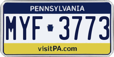 PA license plate MYF3773
